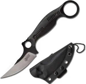 -Fixed Blade Knife - ROUT - Reverse Hawkbill Blade with Black G10 Handle, Full Tang Construction, Kydex Sheath w/Multi-Position Clip and Breakaway Chain, EDC, Tactical, ET-FIX007BK