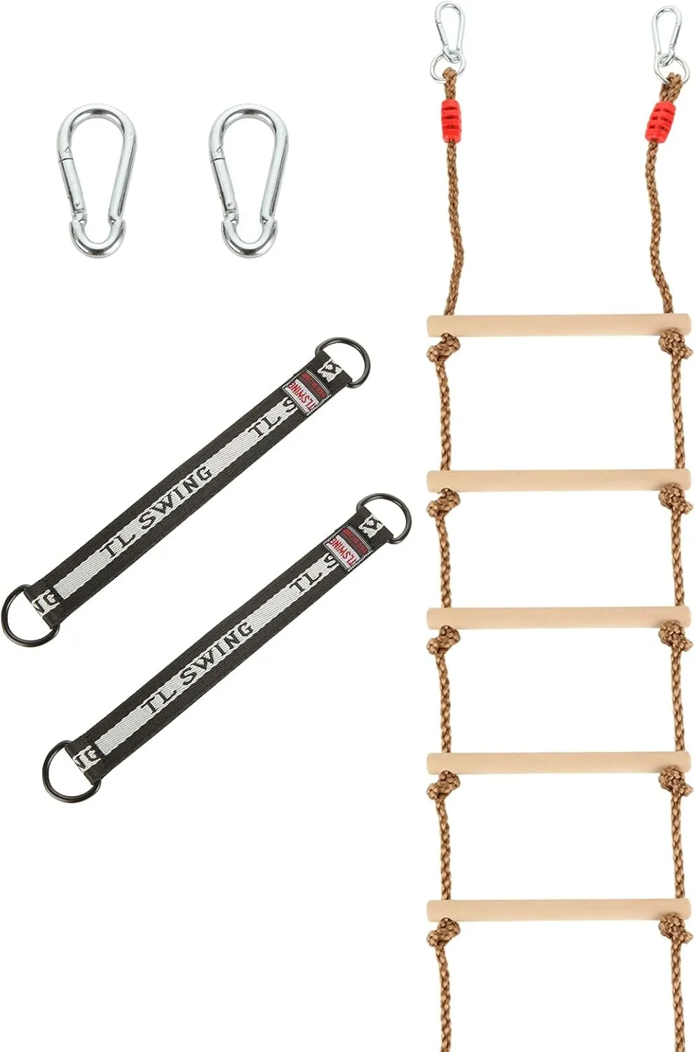 1 Pcs 6.5 Ft Climbing Rope Ladder for Kids, Wooden Hanging Rope Ladder, Rope Ladder for Treehouse Outdoor and Indoor Swing Set Accessories