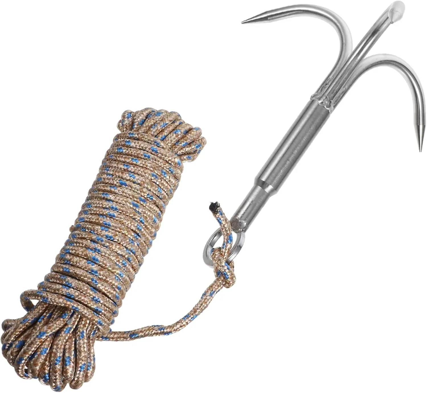 1 Set Grapple Hook Outdoor Survival Hook Metal Claw for Climbing Silver Carabiner Cord Anchors Random