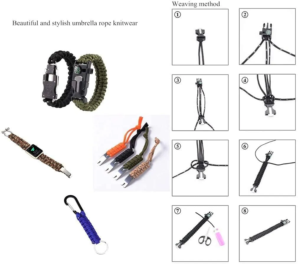 100M Paracord Cord 550 Parachute Rope 9 Strand Cord Spool Rescue Traction Lanyard Bundled Tent Rope for Outdoor Hiking Camping Hunting DIY Necklace Wristband Bracelet