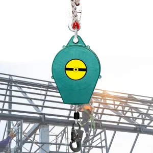 10m Automatic Retractable Fall Arrester Lifeline - High-Altitude Personal Protective Equipment with Steel Hook for Freight Elevators and Rock Climbing - Fall Protection Gear