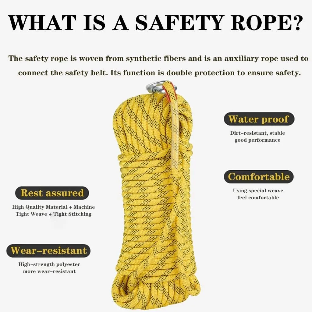 10m~200m Braided Utility Rope 10mm Static Rope Heavy Duty Rescue Rope Escape Utility Cord Lightweight Strong Versatile Rope for Camping, Survival, DIY, Knot Tying