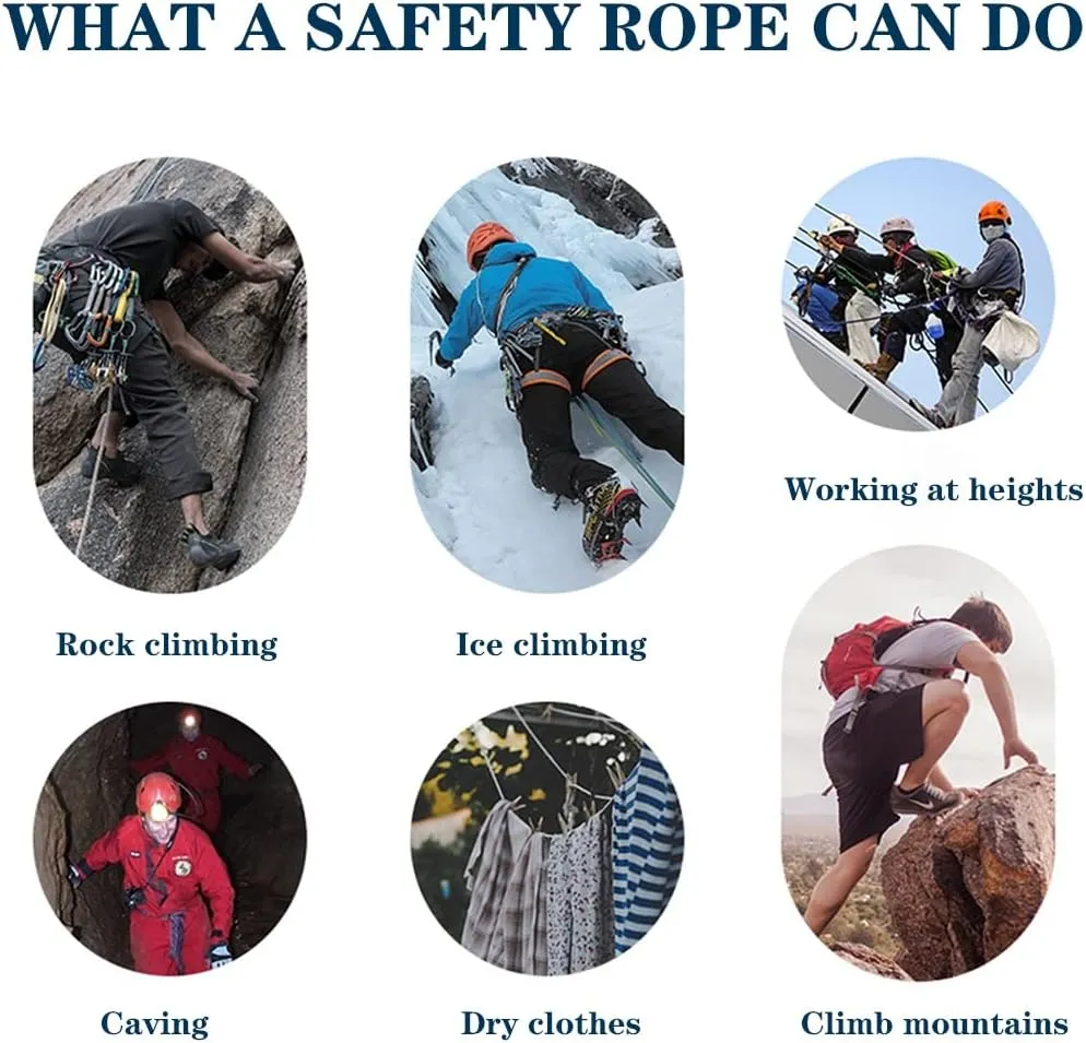 10m~200m Braided Utility Rope 10mm Static Rope Heavy Duty Rescue Rope Escape Utility Cord Lightweight Strong Versatile Rope for Camping, Survival, DIY, Knot Tying