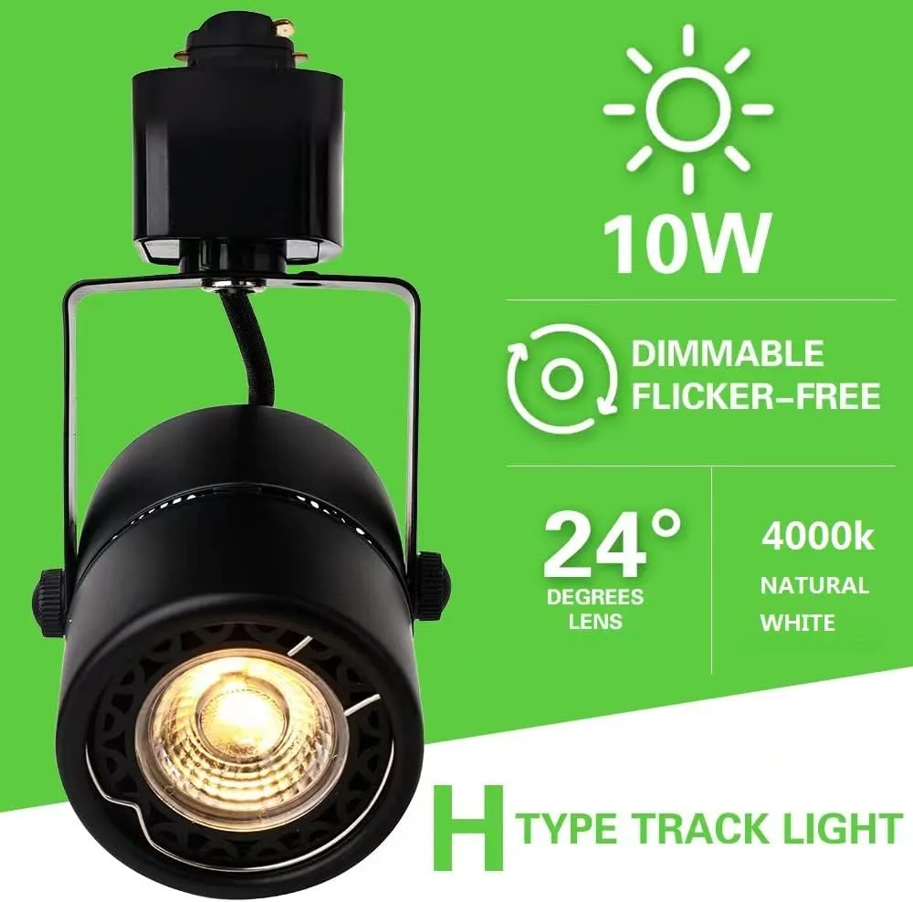 10W H Track Lighting Heads,Dimmable LED Track Light Heads for Accent Retail Artwork,4000K Netural White, Linear Track Light H Type - 120V 24°Angle Halo Type 16Pack (Black)
