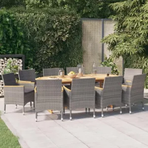11-Piece Outdoor Dining Set for Memorable Family Gatherings, Comfortable Cushions and Solid Acacia Wood Design
