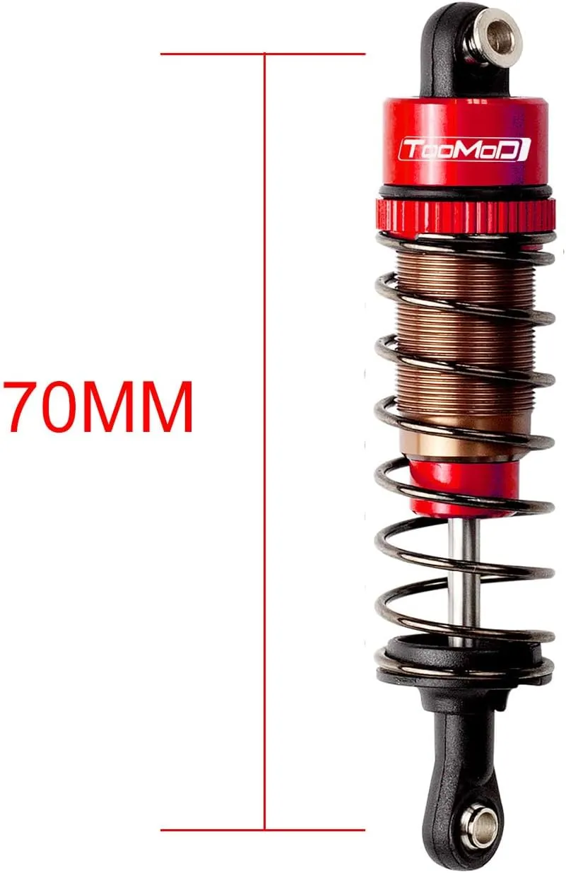 1/10 70mm RC Oil filled Shock Absorbers kit for Tamiya CC01 WR-02 Axial SCX10 D90 HPI HSP 1/10 Crawler Car Buggy Car Upgrades Replace Parts (Red)