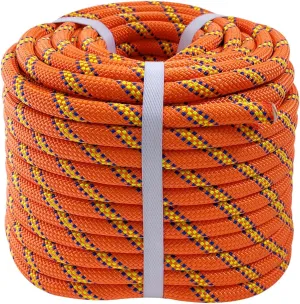 1/2 Inch Double Braided Arborist Rope, 125 Feet High Strength Polyester Rope Utility Ropes for Tree Work Pulling Swing Towing Camping, Orange