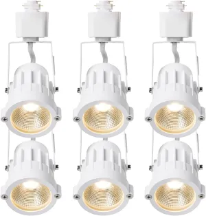 12W Dimmable Track Lighting Heads,LED Track Light Heads,Halo Type Track Light Fixtures for Accent Retail Artwork,3000K 36° Angle H Type for Kitchen, Accent Retail Artwork,- 6 Pack (White)