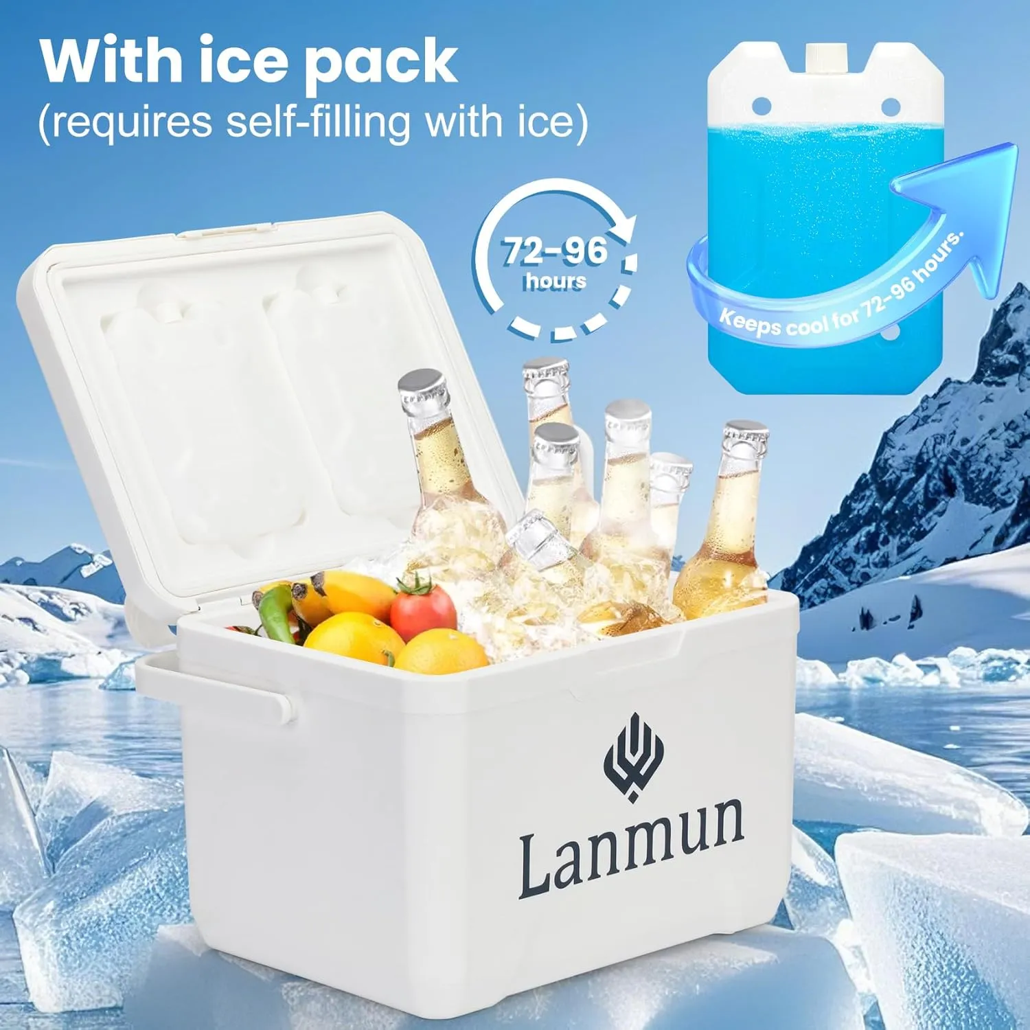 13.74-23.26 Quart Pool Cooler for Above Ground Pools with Ice Box, Insulated Hard Cooler with Handle, Keeps Ice 3 Days, Portable Above Ground Pool Accessories for Poolside, Camping