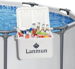 13.74-23.26 Quart Pool Cooler for Above Ground Pools with Ice Box, Insulated Hard Cooler with Handle, Keeps Ice 3 Days, Portable Above Ground Pool Accessories for Poolside, Camping
