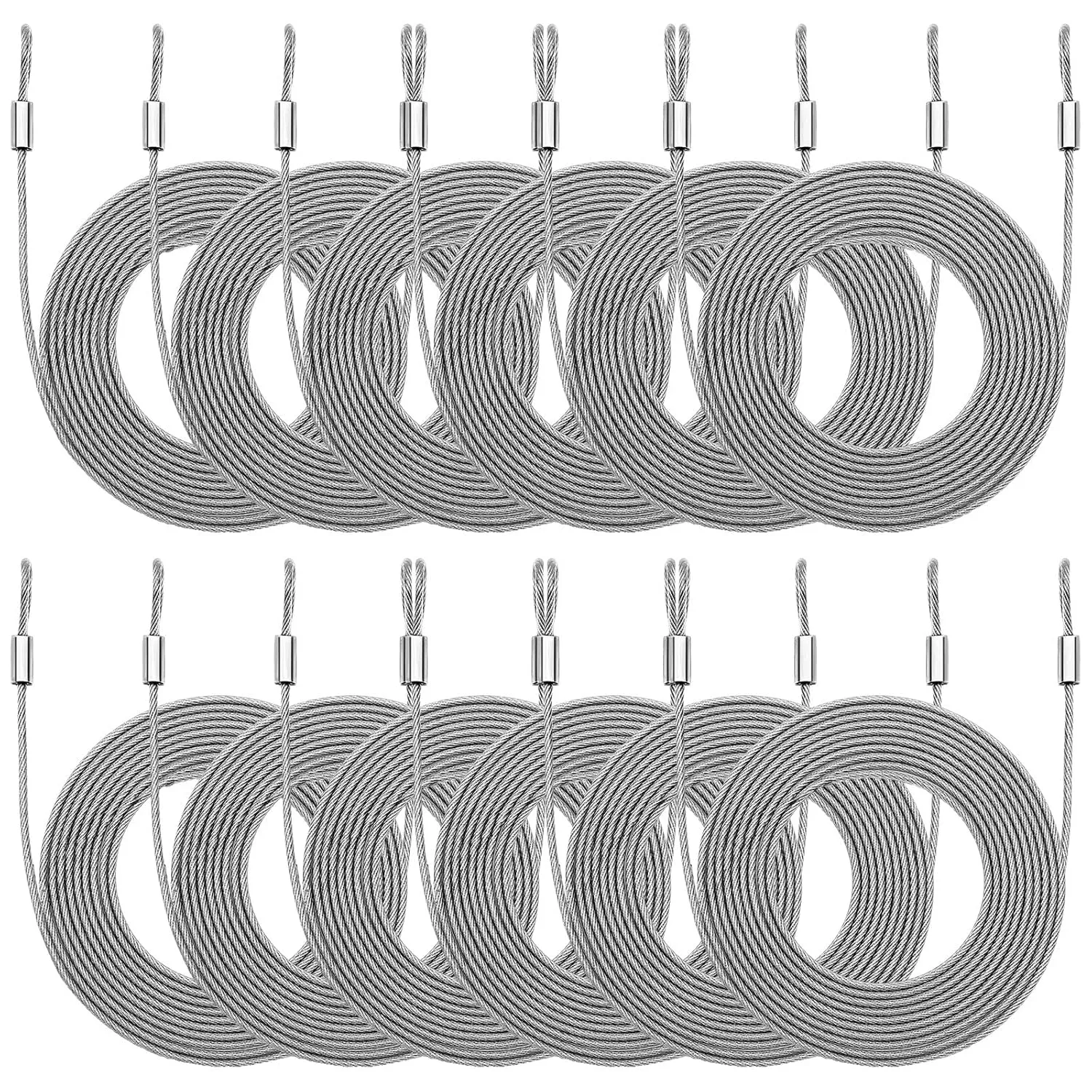 144feet (12ft x 12) PVC Coated Stainless Steel Metal Wire, Cable Ropes Hardware Kits for Square and Rectangle Sun Shade Sail Canopy - Commercial Standard Heavy Duty