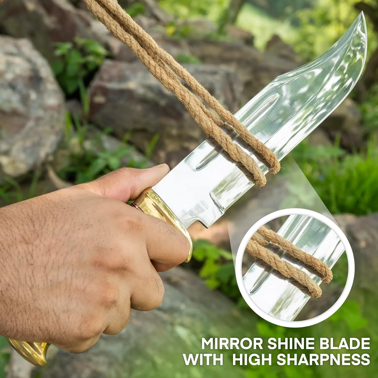 14" Crocodile Dundee-Fixed Blade Bowie Knife With Sheath-Survival-Hunting Knife with Leather Handle-Tactical Knife for Camping, Outdoor, Bushcraft - Gift for Men