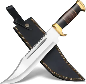 15" Crocodille dundee Bowie Knife With Sheath-Fixed Blade Knife With Sheath-Survival Knife-Hunting Knife- for Camping, Outdoor, Bushcraft - Gift for Men