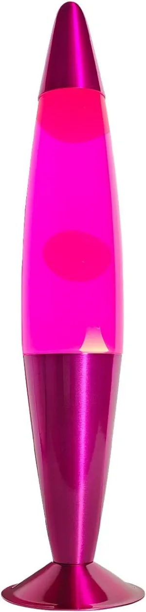 16 Inch Pink Magma Lamp, 2 Bulbs, White Wax Pink Liquid, Relaxing Nightlight Mood Lighting Home Decor Room Office Bedroom Lamp for Adults, Teens and Kids, Girls