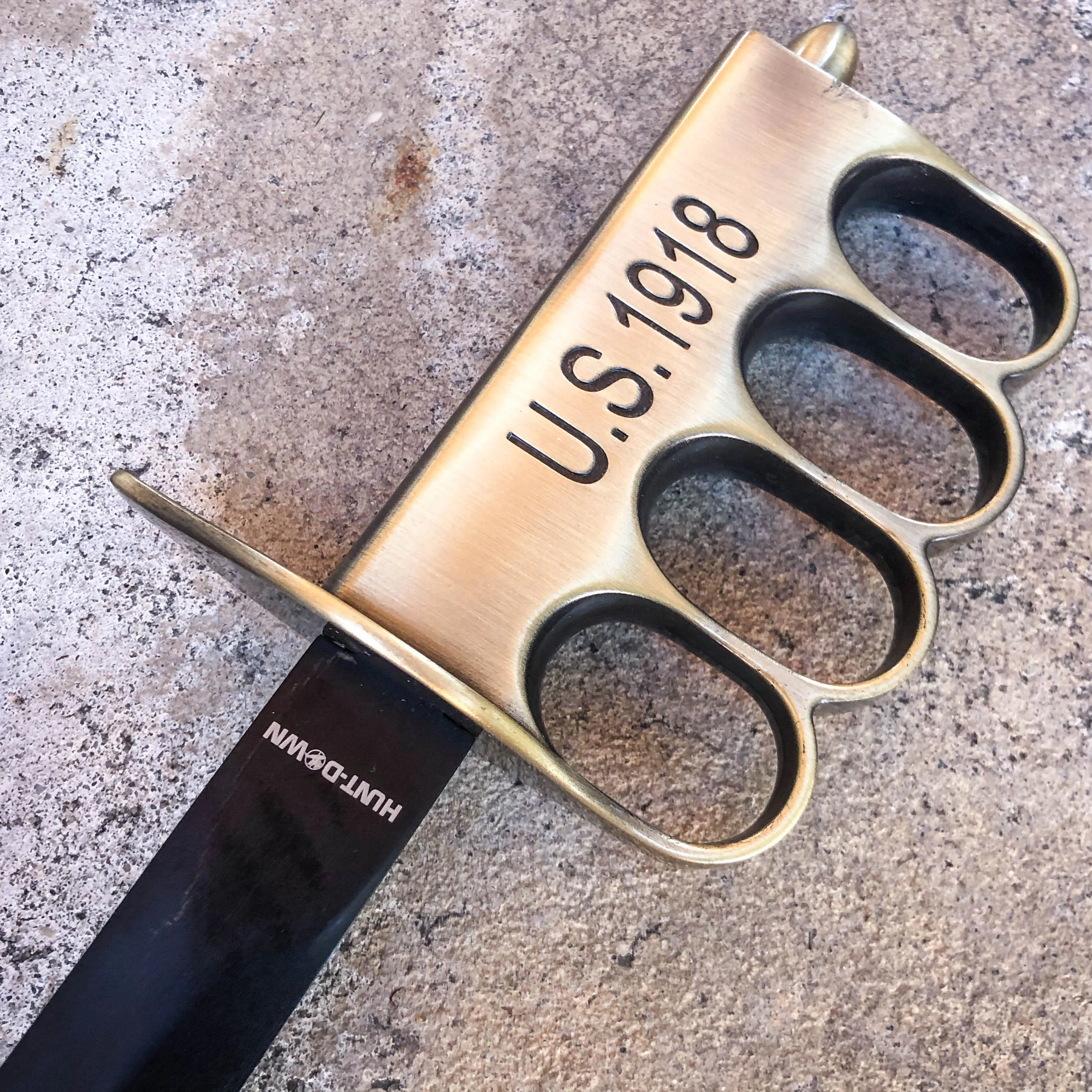 18" US 1918 Military Brass Short Sword Trench Knife w/ Sheath