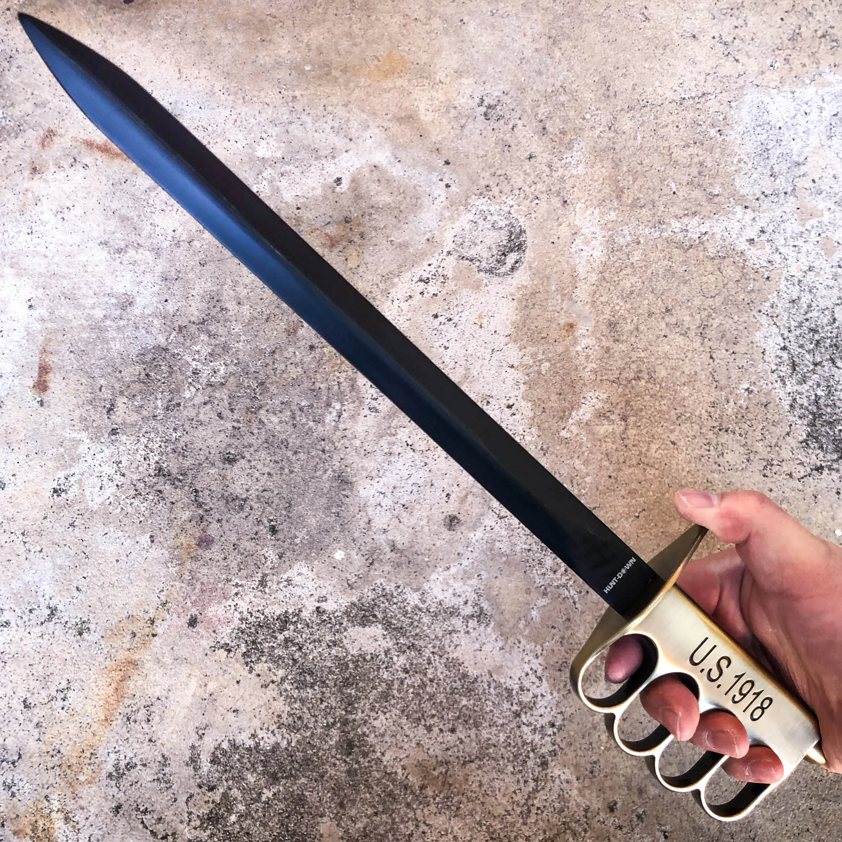 18" US 1918 Military Brass Short Sword Trench Knife w/ Sheath