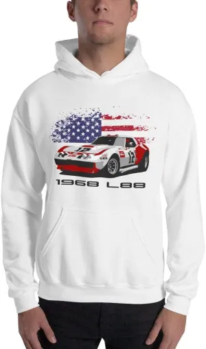 1968 Chevy 'vette L88 Owens Corning #12 Race Car Unisex Hoodie White