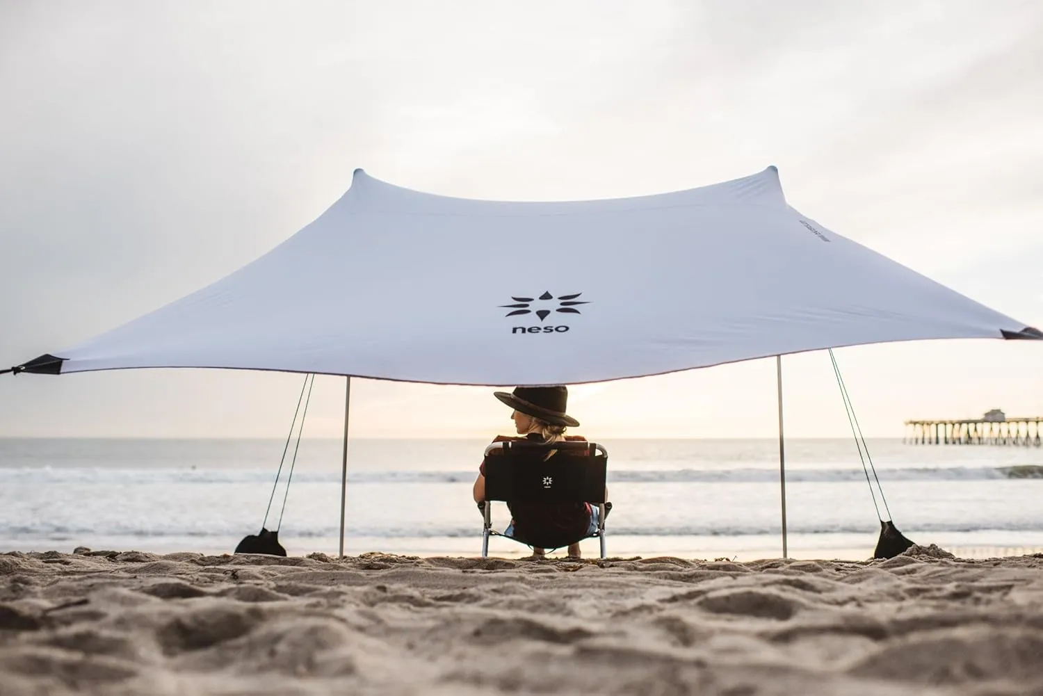 2 Pack of Neso Lightweight Water Resistant Beach Chairs with Shoulder Strap and Slip Pocket - Folds Thin(Black)