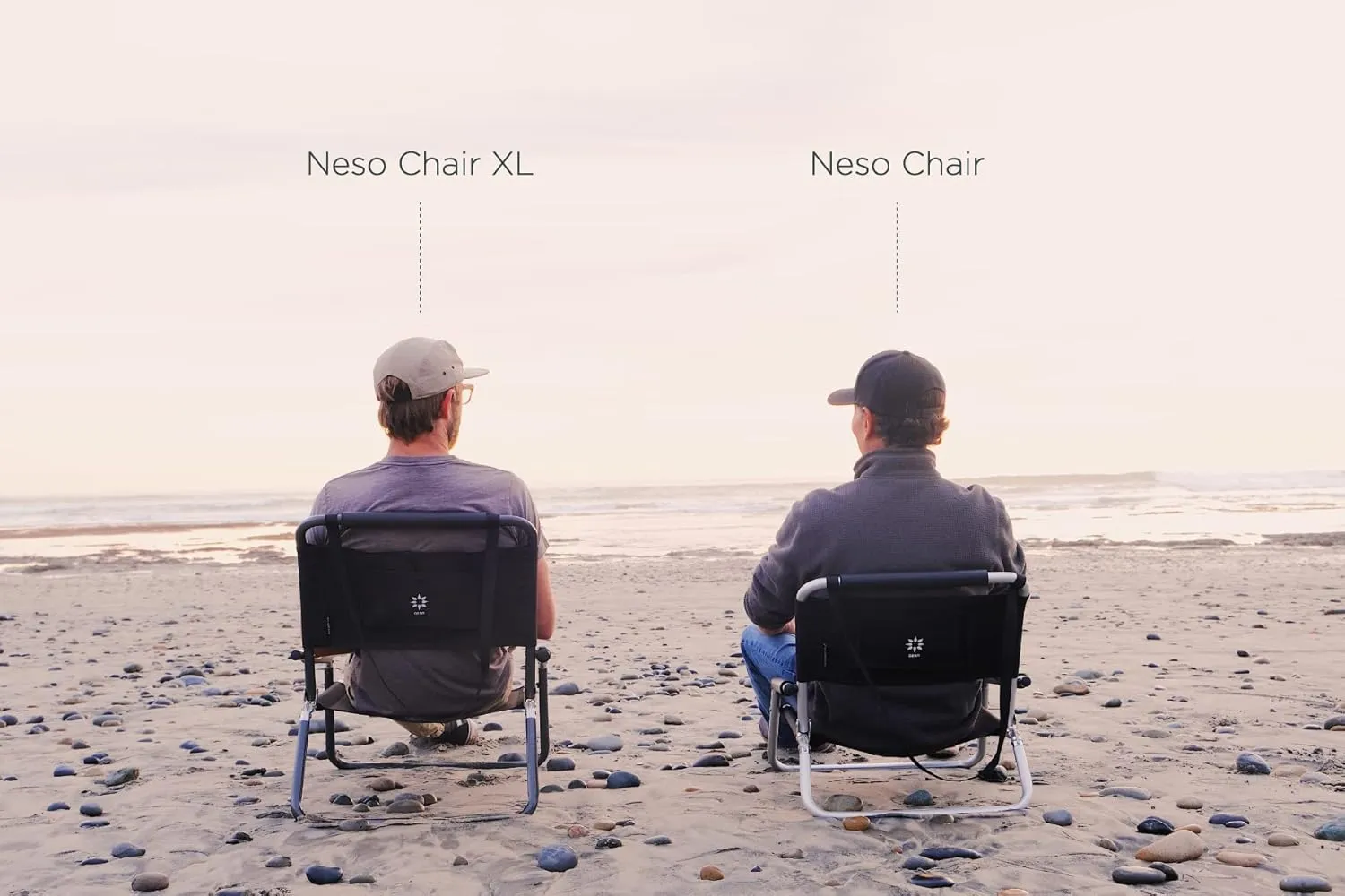 2 Pack of Neso Lightweight Water Resistant Beach Chairs with Shoulder Strap and Slip Pocket - Folds Thin(Black)