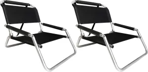 2 Pack of Neso Lightweight Water Resistant Beach Chairs with Shoulder Strap and Slip Pocket - Folds Thin(Black)