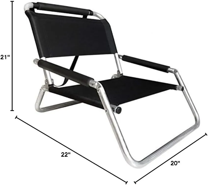 2 Pack of Neso Lightweight Water Resistant Beach Chairs with Shoulder Strap and Slip Pocket - Folds Thin(Black)