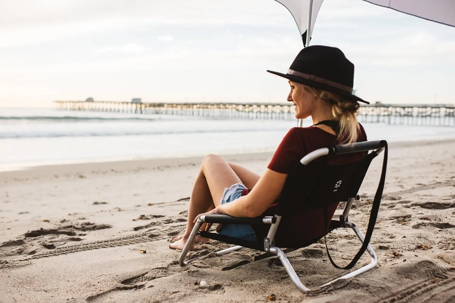 2 Pack of Neso Lightweight Water Resistant Beach Chairs with Shoulder Strap and Slip Pocket - Folds Thin(Black)