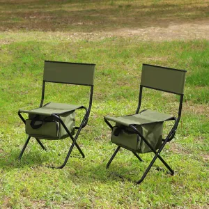 2 Pack Outdoor Folding Camping Chair with Storage Bag, Sturdy Folding Camp Chair with High Backrest, Support to 280 lbs Hunting Chairs Fishing Chair Camping Chairs for Adults, 2 Pack (Green)