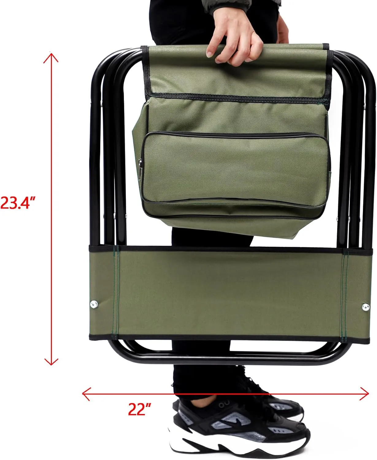 2 Pack Outdoor Folding Camping Chair with Storage Bag, Sturdy Folding Camp Chair with High Backrest, Support to 280 lbs Hunting Chairs Fishing Chair Camping Chairs for Adults, 2 Pack (Green)