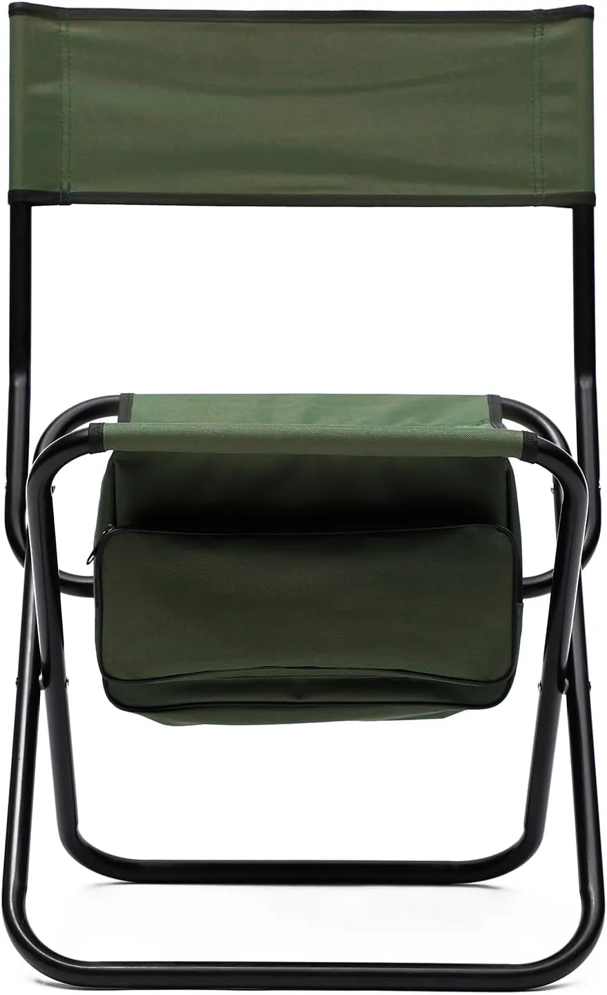 2 Pack Outdoor Folding Camping Chair with Storage Bag, Sturdy Folding Camp Chair with High Backrest, Support to 280 lbs Hunting Chairs Fishing Chair Camping Chairs for Adults, 2 Pack (Green)