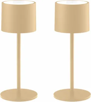 2 Pack Rechargeable Table Lamps, Battery Powered LED Desk Lamp, 3 Color Stepless Dimming Up, Portable Table Light for Bedroom/Couple Dinner/Desk/Cafe/Dining Room/Terrace,Waterproof & Wireless