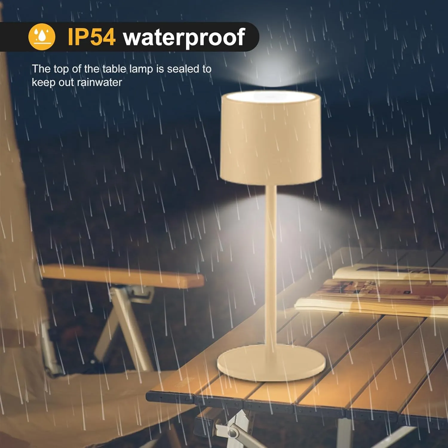 2 Pack Rechargeable Table Lamps, Battery Powered LED Desk Lamp, 3 Color Stepless Dimming Up, Portable Table Light for Bedroom/Couple Dinner/Desk/Cafe/Dining Room/Terrace,Waterproof & Wireless