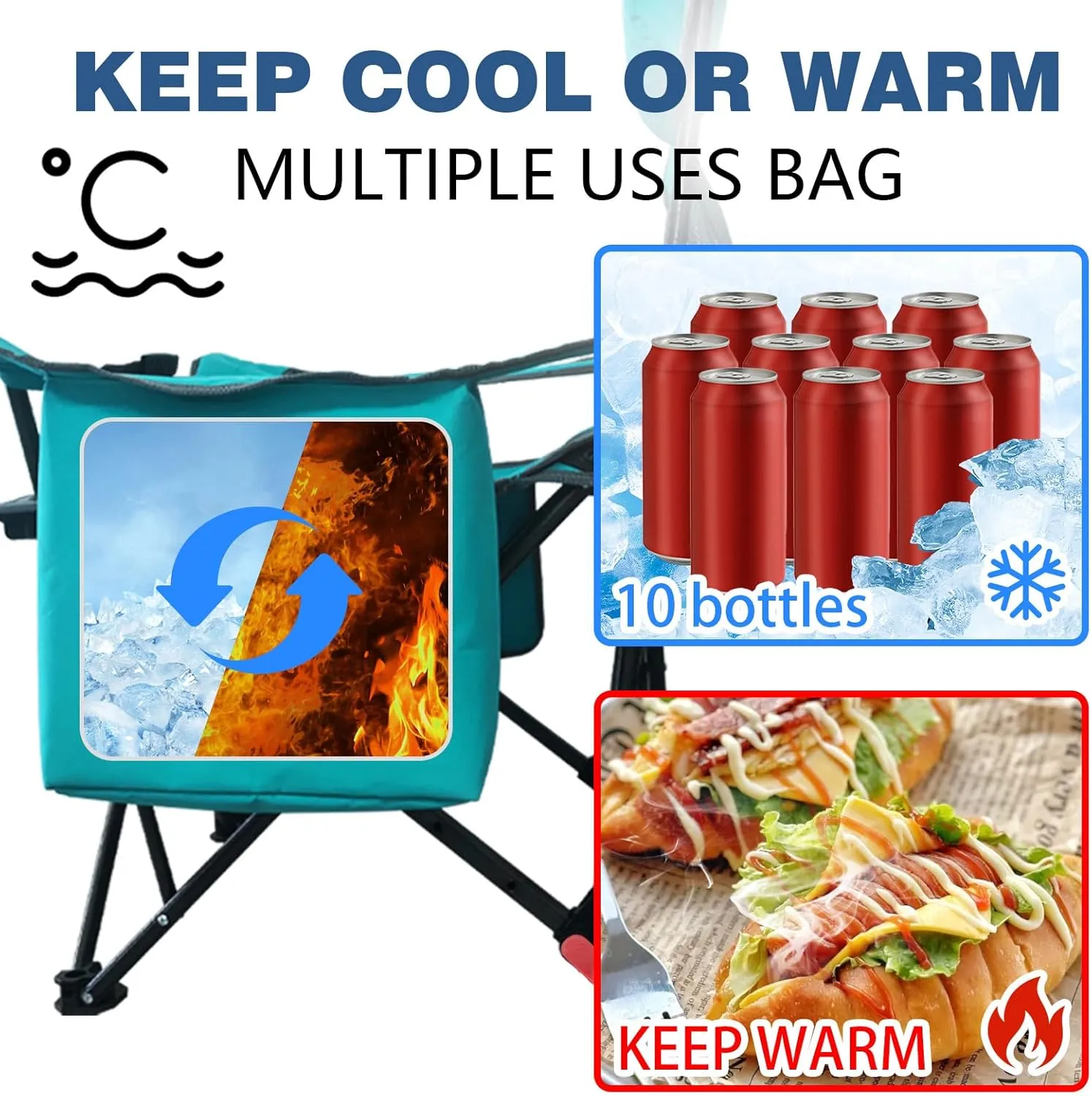 2-Pack Reclining Camping Chair 4 Position with Foot Rest Comfortable for Adults 265Ibs Folding Lounger Mesh Beach Chair with Cooler Bag,Cotton Cushion and Cup Holder for Outdoor Patio
