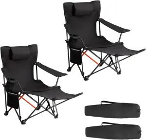 2 Pcs Folding Camping Chair w/Storage Bag & Cupholder, Portable Lightweight Foldable Chairs for Outdoor, Heavy Duty 600D Oxford Fabric, Load 264 LBS, Compact for Fishing, Picnics, Beach, Festivals