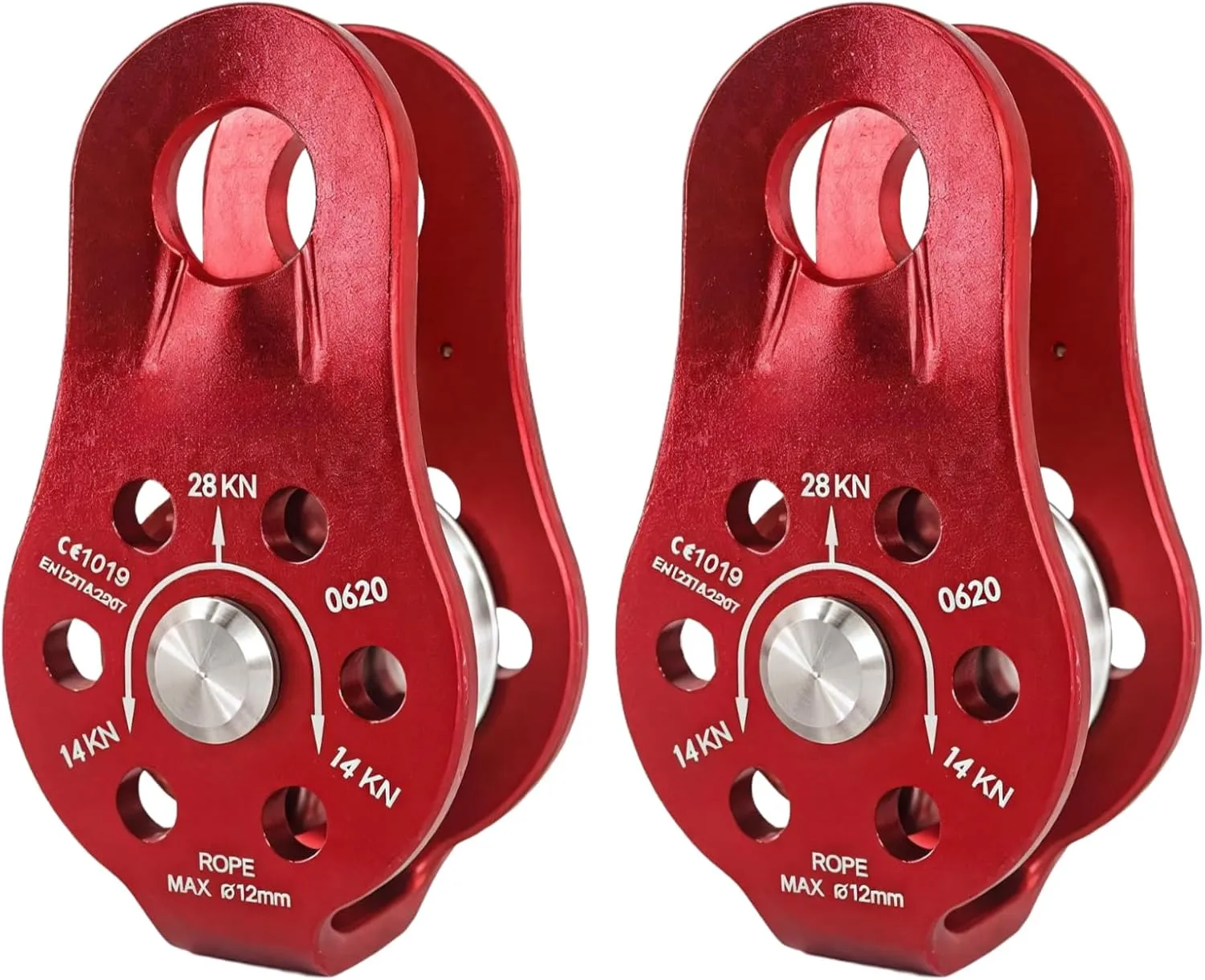 2 Pcs Small 28Kn Micro Pulleys, Fixed Plate Aluminum Rope Pulley, Hitch Pulley Trolley for Climbing, Hauling, Rigging, Rescue, Rappelling, High-Altitude Tasks