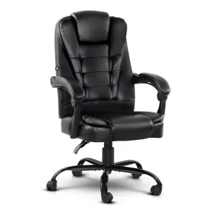 2-Point Massage Office Chair PU Leather - Black