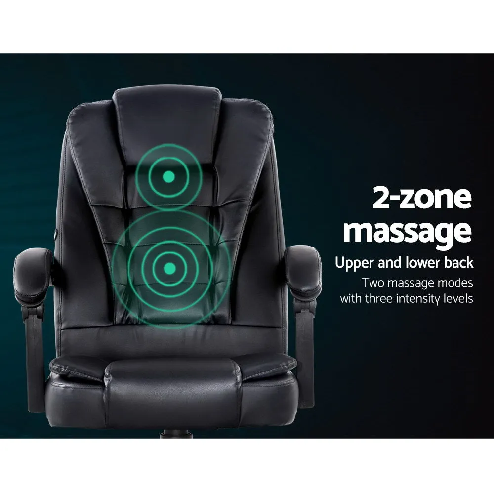 2-Point Massage Office Chair PU Leather - Black