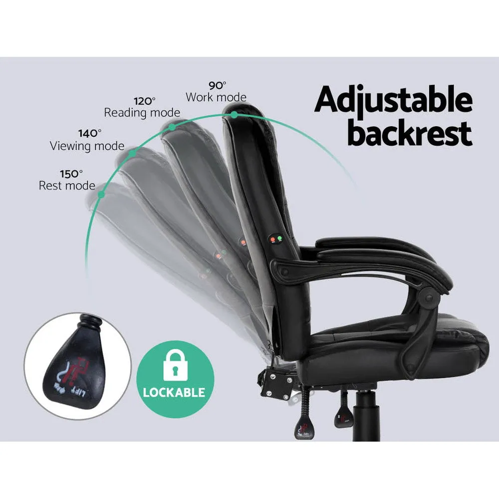 2-Point Massage Office Chair PU Leather - Black