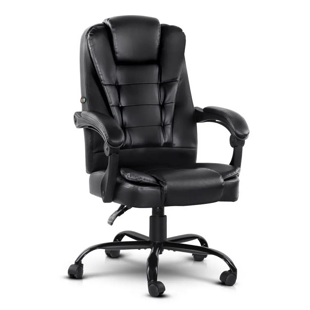 2-Point Massage Office Chair PU Leather - Black