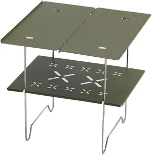 2-Tier Mini Compact Camping Table Ultralight Folding Table for Backpacking Camp Hiking Beach Picnic BBQ (Green)