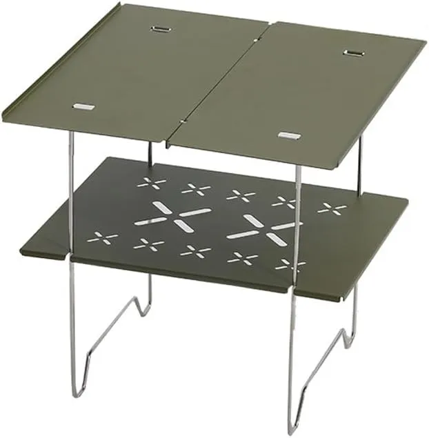 2-Tier Mini Compact Camping Table Ultralight Folding Table for Backpacking Camp Hiking Beach Picnic BBQ (Green)