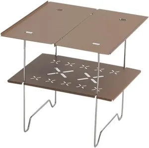 2-Tier Mini Compact Camping Table Ultralight Folding Table for Backpacking Camp Hiking Beach Picnic BBQ (Khaki)