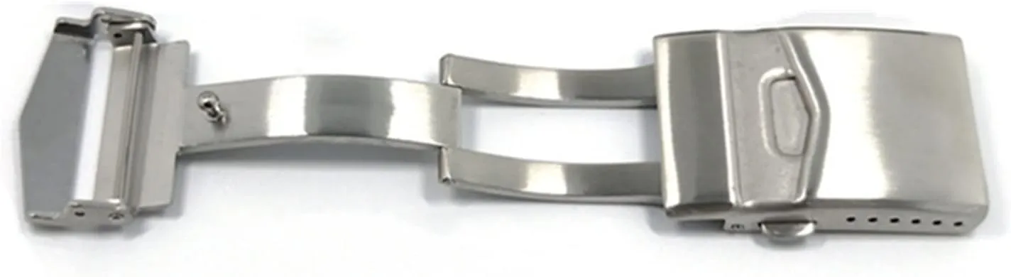 22mm Clasp Solid Double Button Folding Clasp Butterfly Deployment Clasp Stainless Steel Strap Black Silver Table buckle