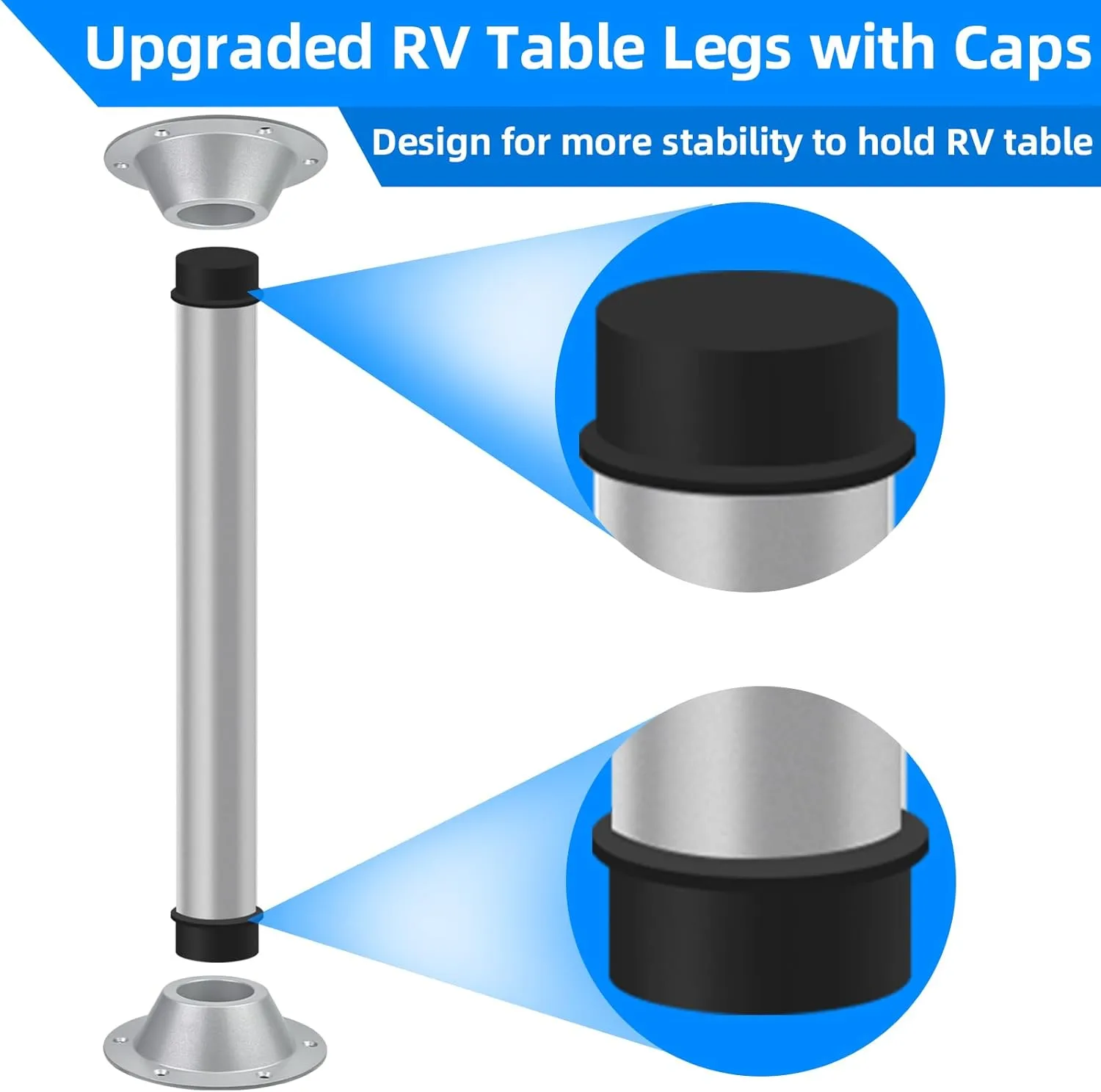 27" RV Table Base Mount and RV Table Leg, Camper Tables Base Mount,Aluminum Dinette Tables Legs Pipe with Surface Mount pedestal Bases Flange for Camper Trailer Motorhome, Includes Mounting Screws