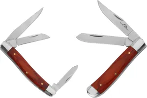 2PC Traditional Classic Style Folding-Knife Holiday Gift-Set Hunting-Camping- Whittling-EDC and Outdoors (Brown Wood)