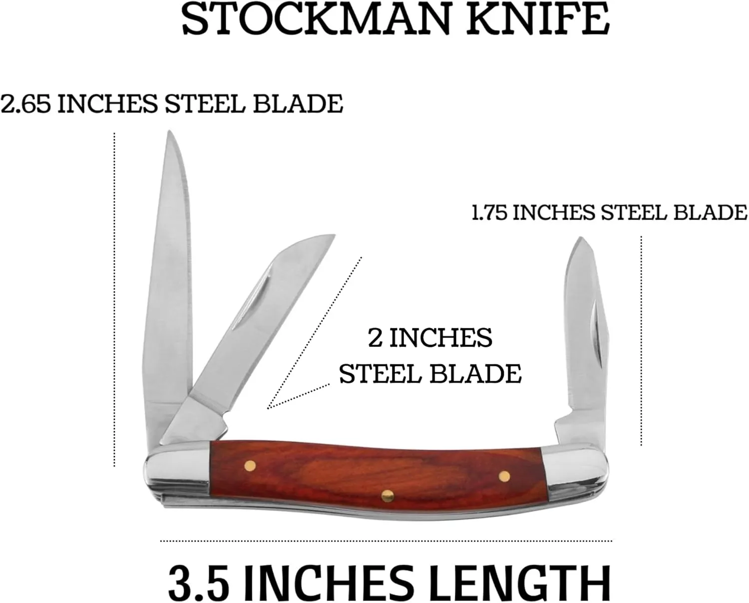 2PC Traditional Classic Style Folding-Knife Holiday Gift-Set Hunting-Camping- Whittling-EDC and Outdoors (Brown Wood)