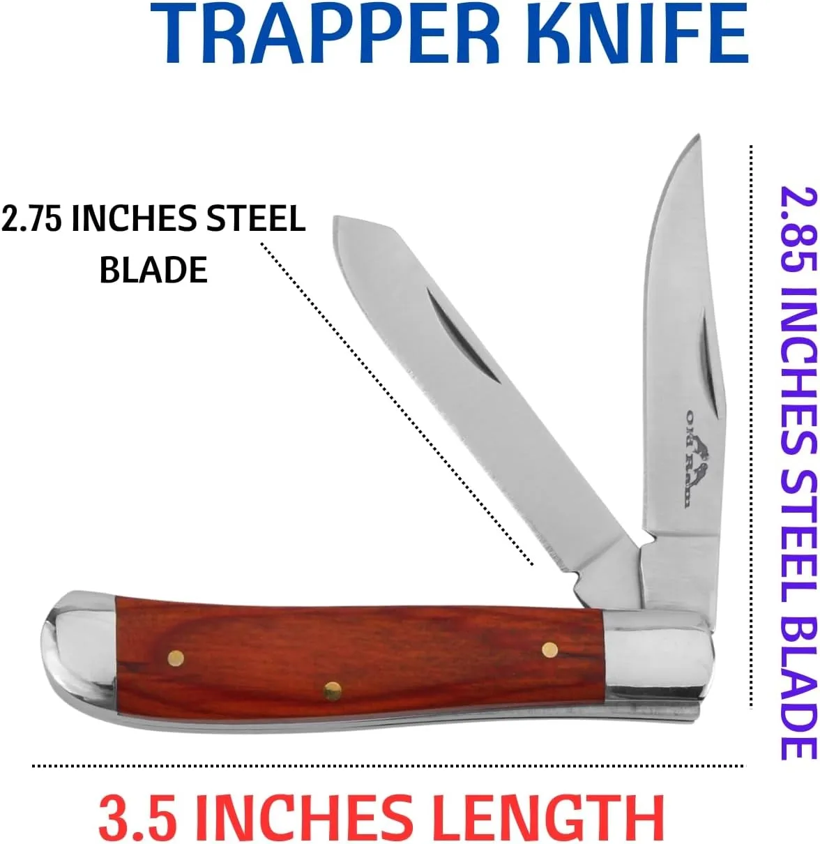 2PC Traditional Classic Style Folding-Knife Holiday Gift-Set Hunting-Camping- Whittling-EDC and Outdoors (Brown Wood)