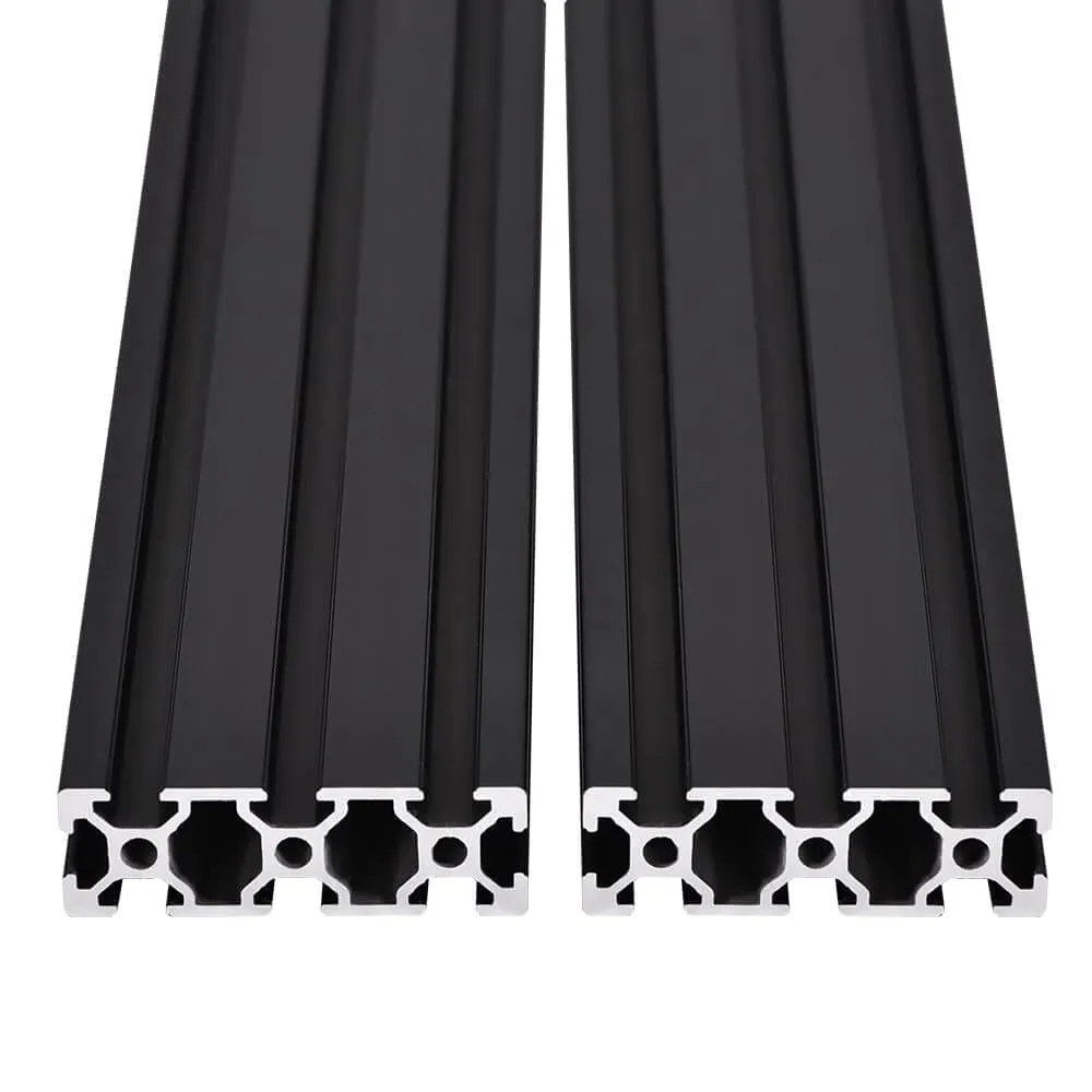 2PCS 20 Series T Slot 2060 Aluminum Extrusion Profile 23.6'',European Standard Anodized Linear Rail for 3D Printer Parts and CNC DIY 600mm Black(23.6inch)