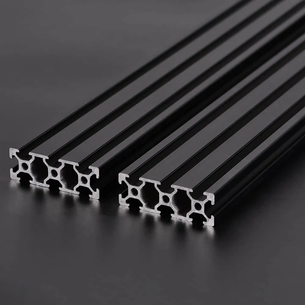 2PCS 20 Series T Slot 2060 Aluminum Extrusion Profile 23.6'',European Standard Anodized Linear Rail for 3D Printer Parts and CNC DIY 600mm Black(23.6inch)