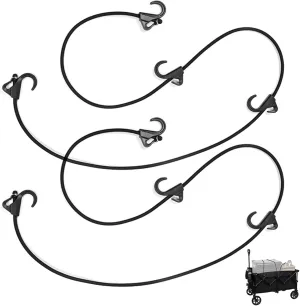 2PCS Adjustable Elastic Rope Straps with Hooks for Folding Garden Cart and Utility Wagon Stretchable Adjustable Elastic Trunk Storage Net