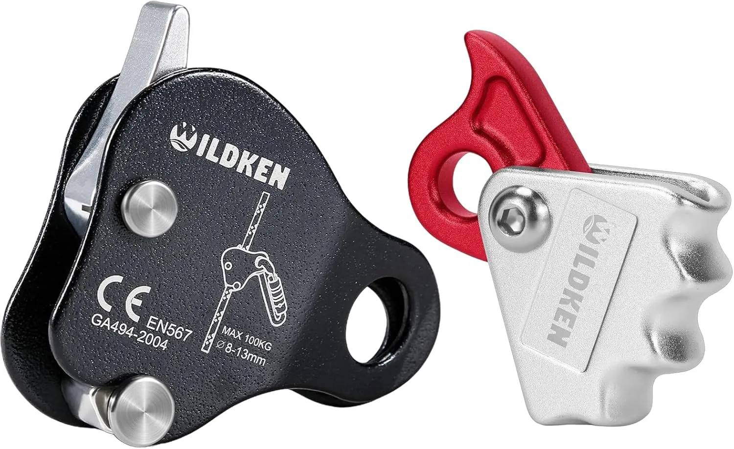 2pcs Climbing Ascender Fall Protection Belay Device Climbing Rope Grab for Rock Climbing Mountaineering Tree Arborist Expedition Caving Rescue Aerial Work